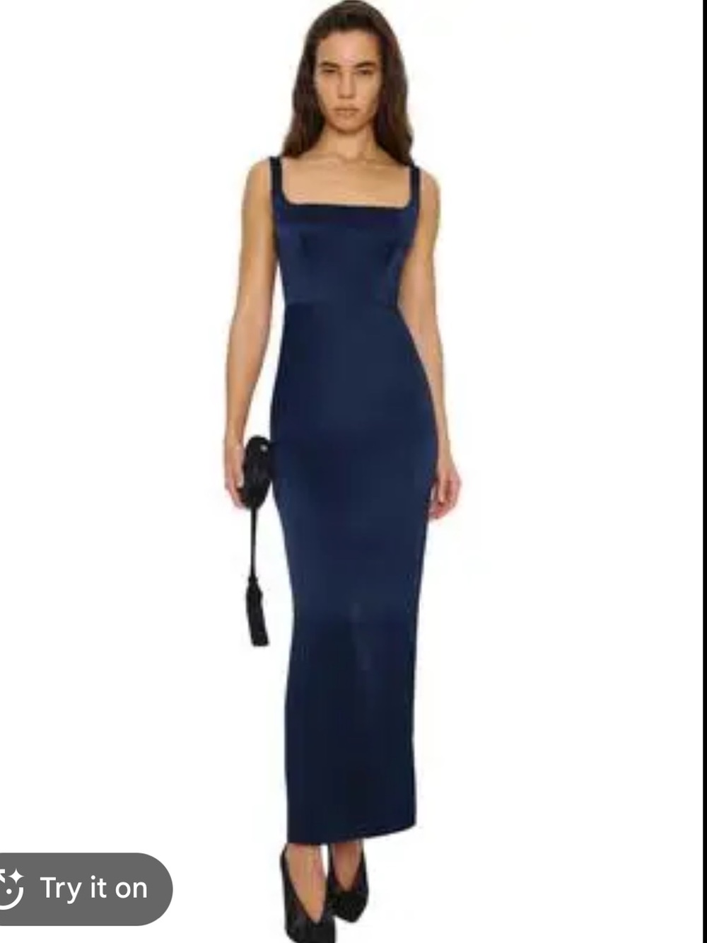 Reformation Ambre Midnight Silk Square-Neck Slip Dress